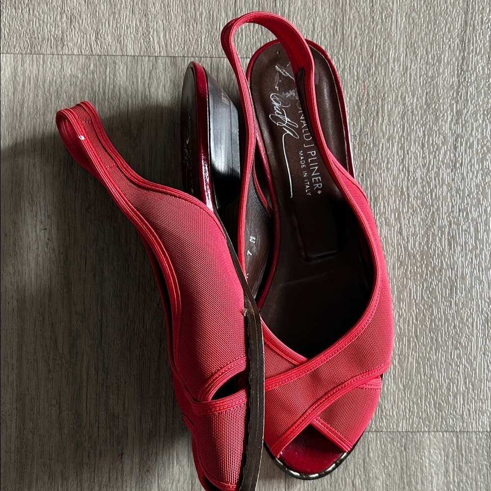 Donald J. Pliner Vibrant Red Peep-Toe Heels - Picture 4 of 9